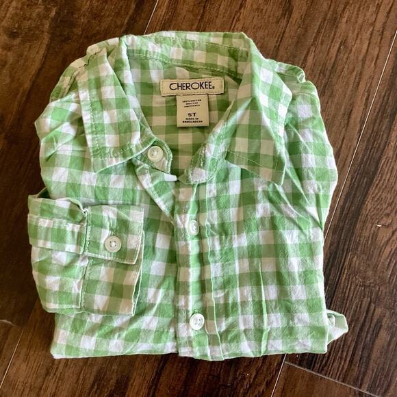 Cherokee Gingham Print Button Down - Picture 1 of 5